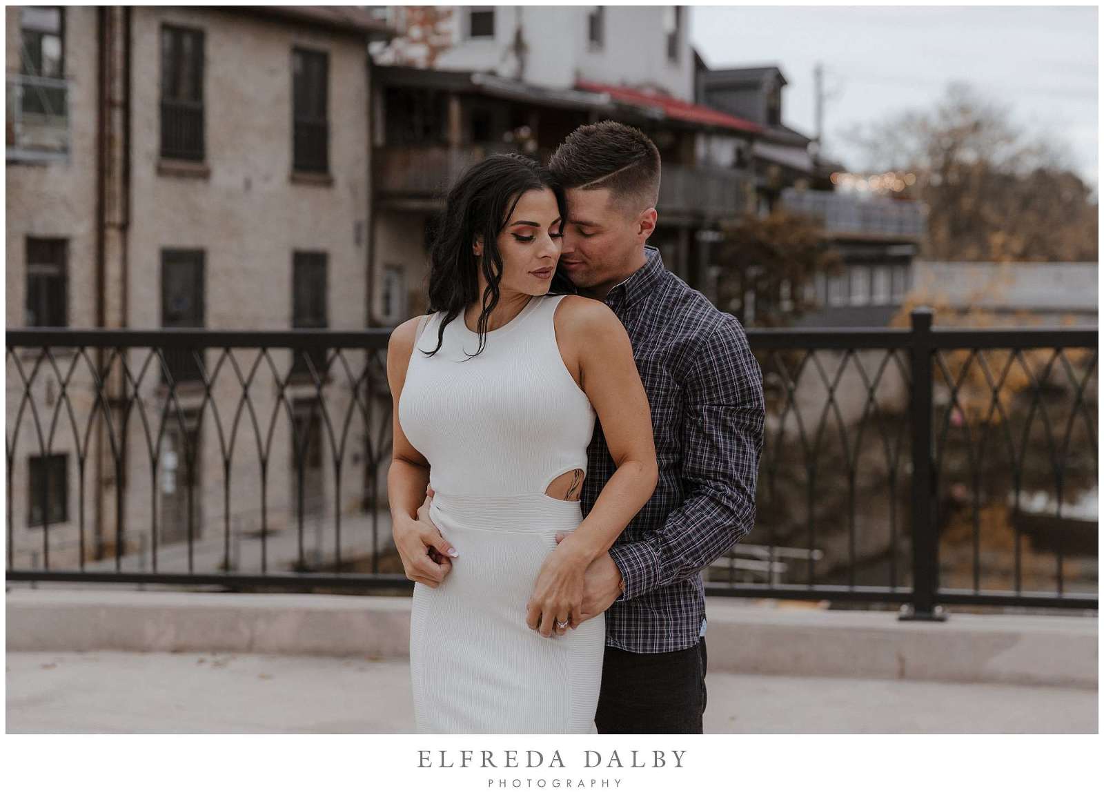 Stunning Engaged couple on the Elora bridge