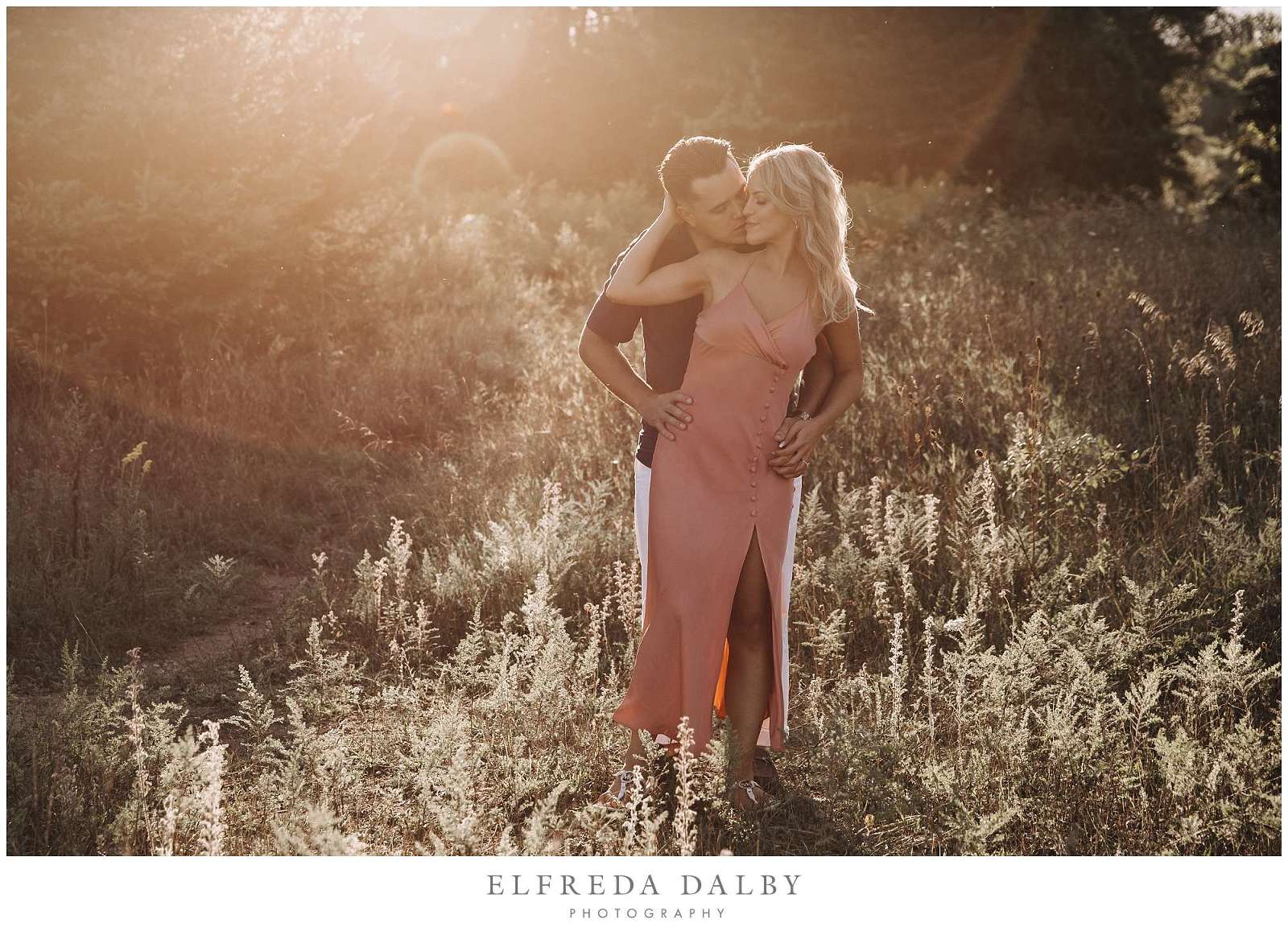 Gorgeous couple during their golden light engagement session