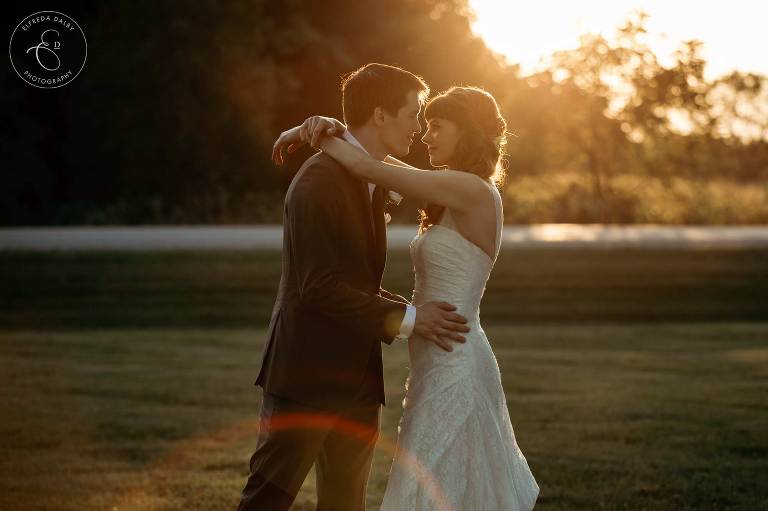 Bride and Groom during golden hour