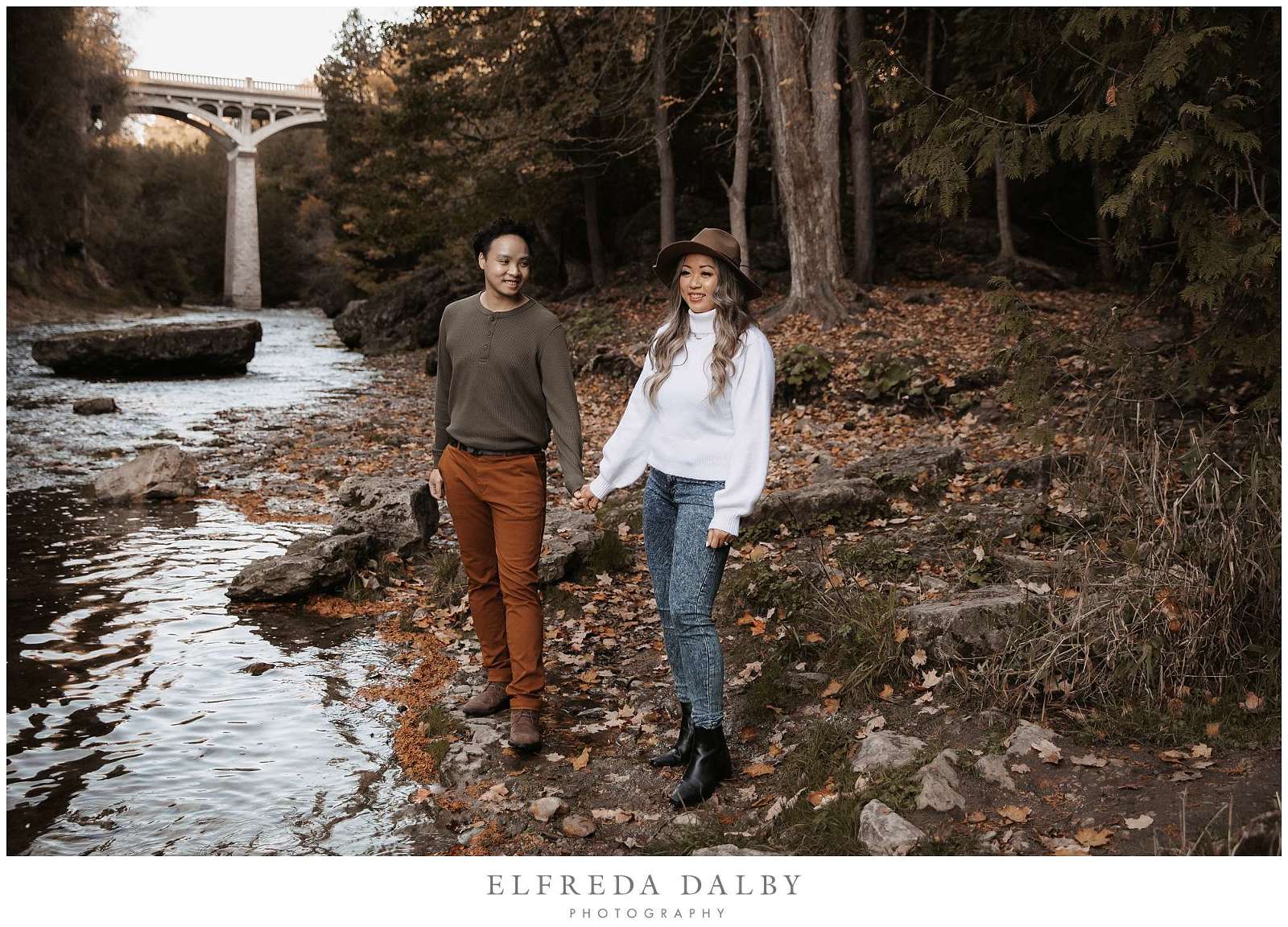 Engagement session in the Elora Gorge near the Elora Mill