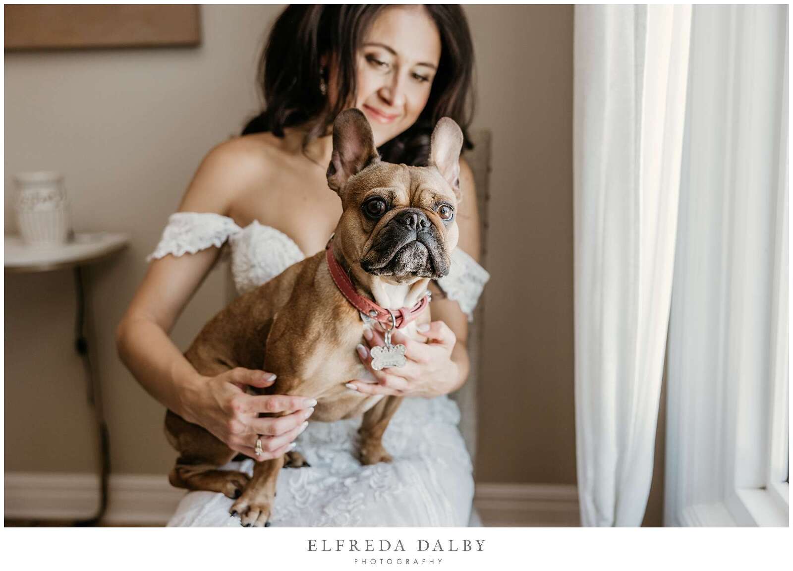 Bride with her cute dog