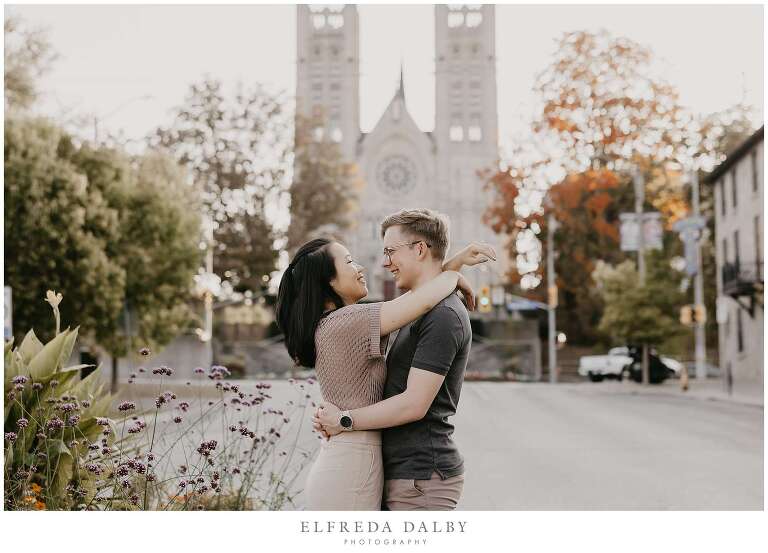 Couple standing in the street