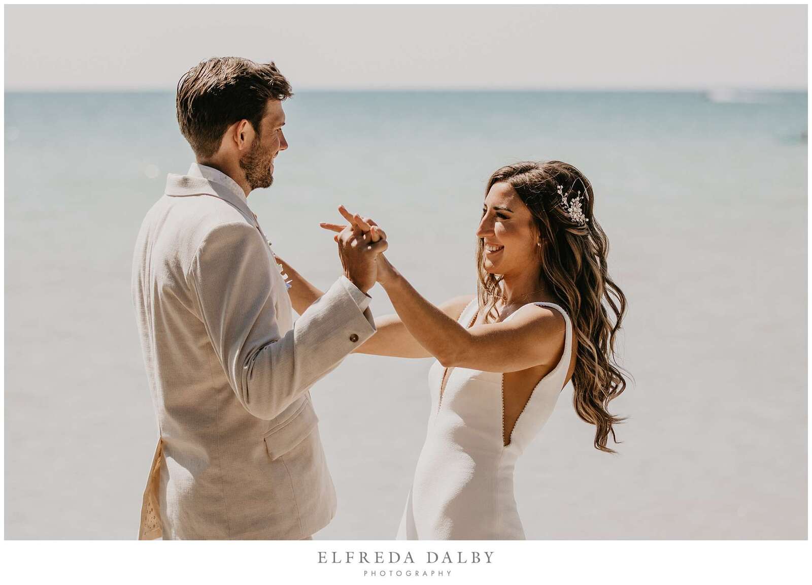 Bride and groom on the beach