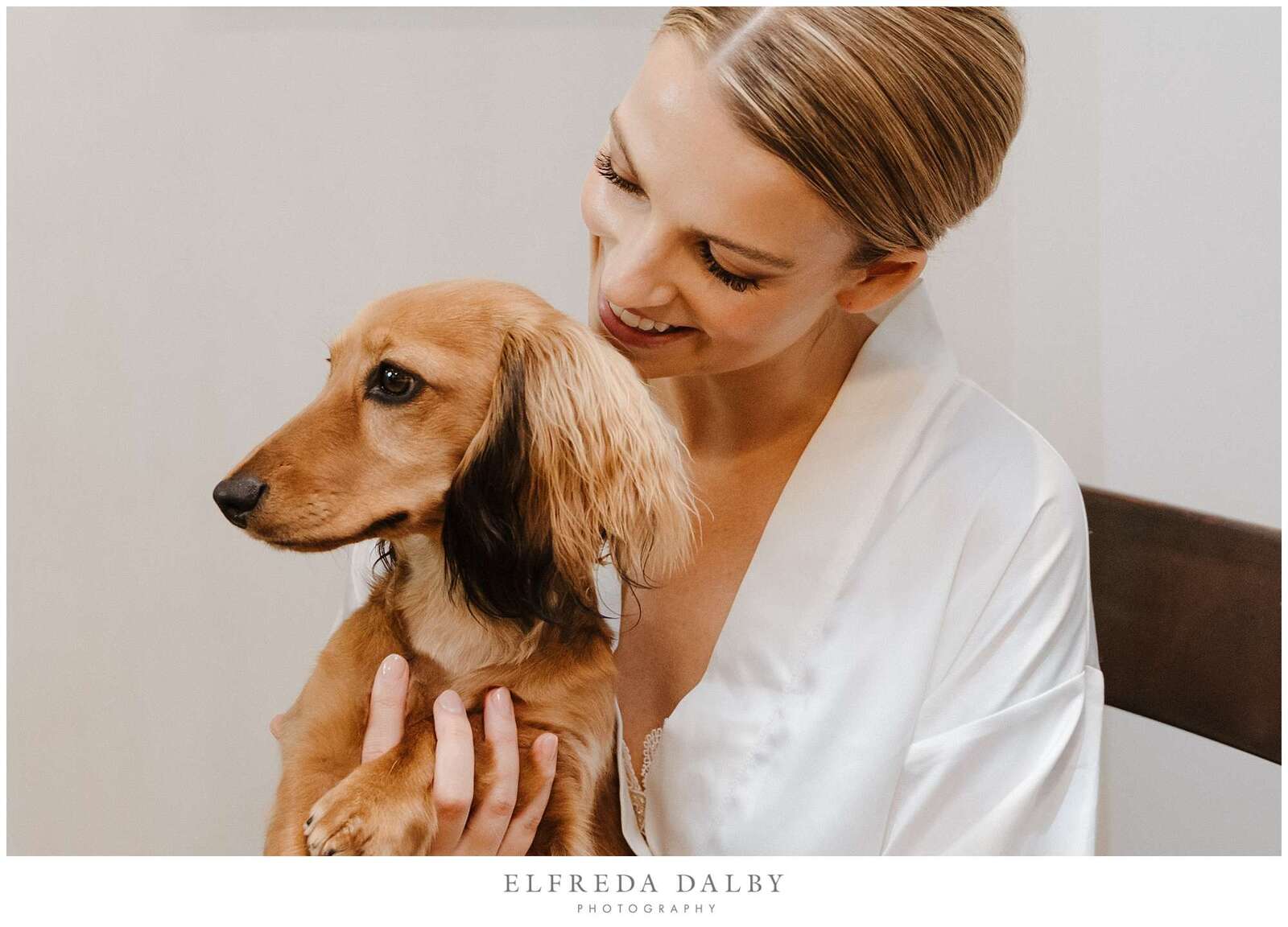 Bride with her cute dog