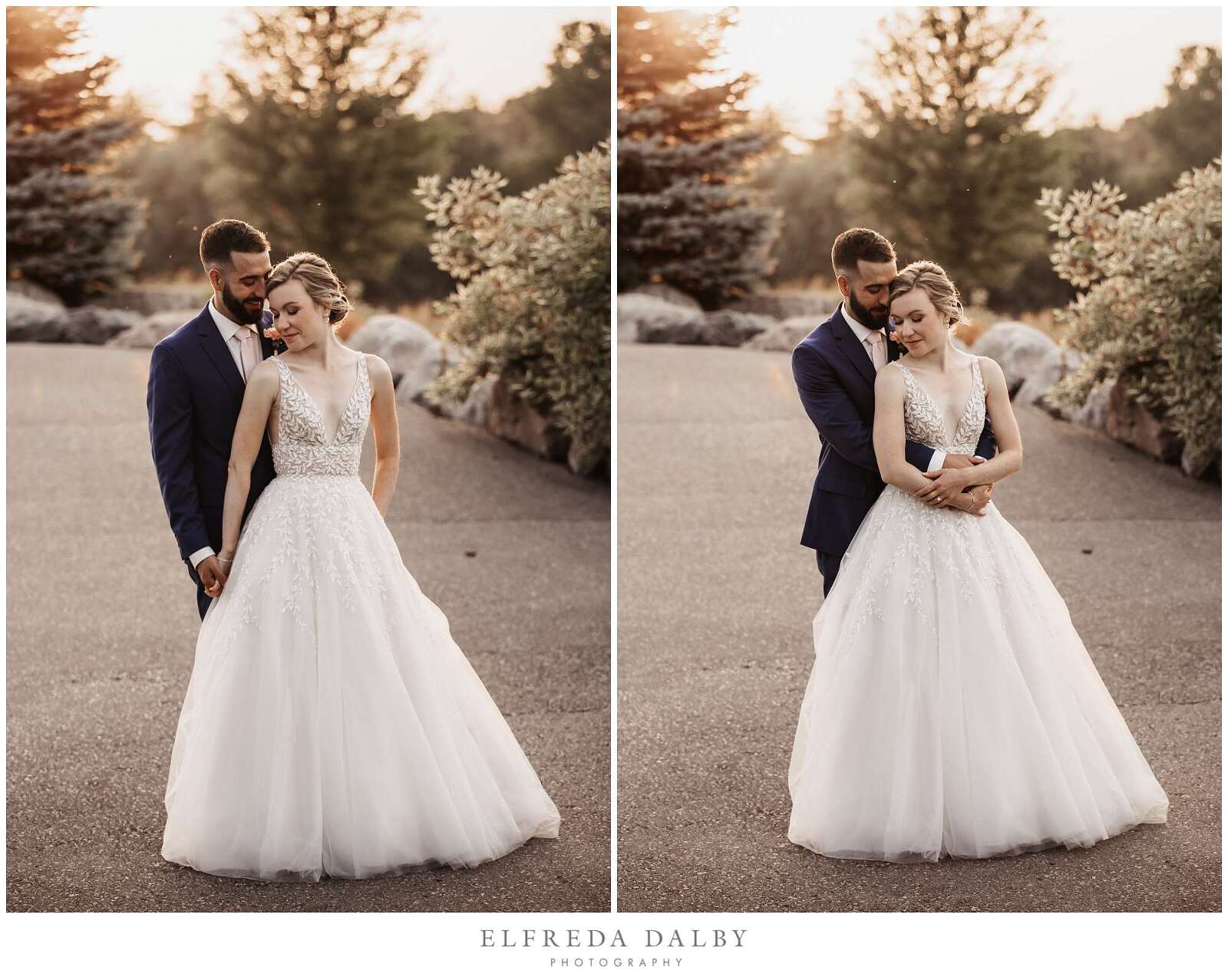 Groom holding his bride at Whistle Bear Golf Club
