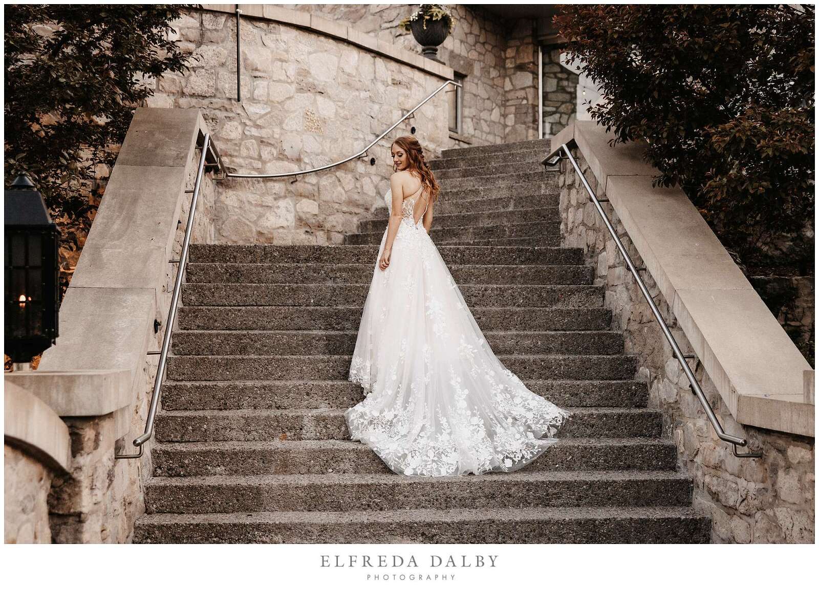 Beautiful bridge on the stairs in front of the Cambridge Mill